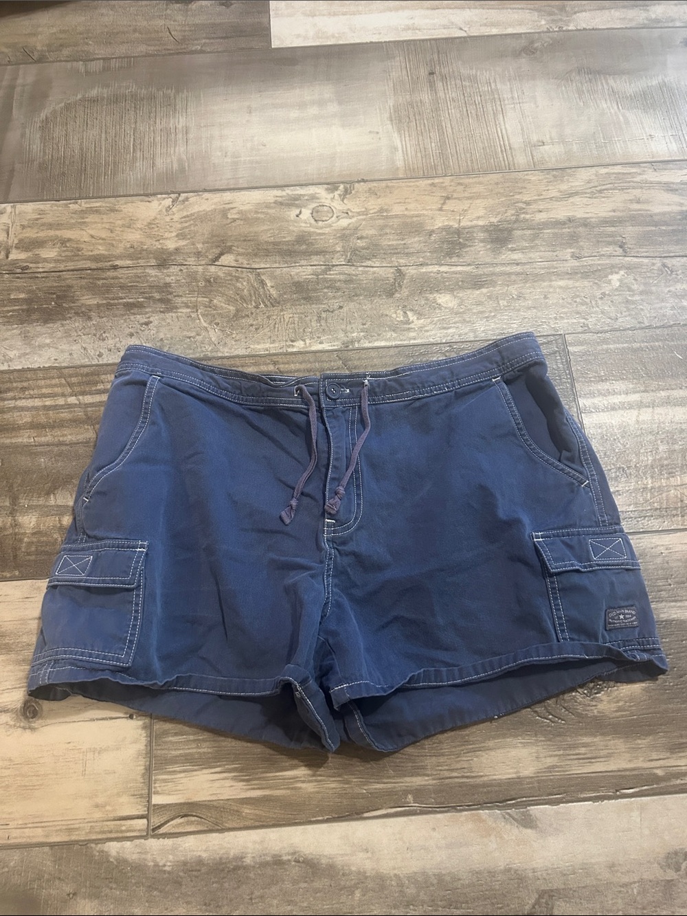 Women’s old navy Blue Casual Cargo Drawstring Shorts with button and zip size L